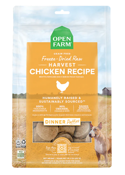 Open Farm Harvest Chicken Patties 17.5-oz, Freeze-Dried Raw Dog Food
