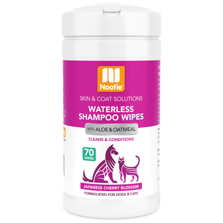 Nootie Waterless Shampoo Wipes With Aloe & Oatmeal, Japanese Cherry Blossom, 70-count