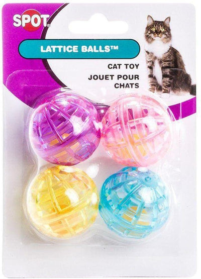Spot Lattice Ball With Bell 4-Pack, Cat Toy
