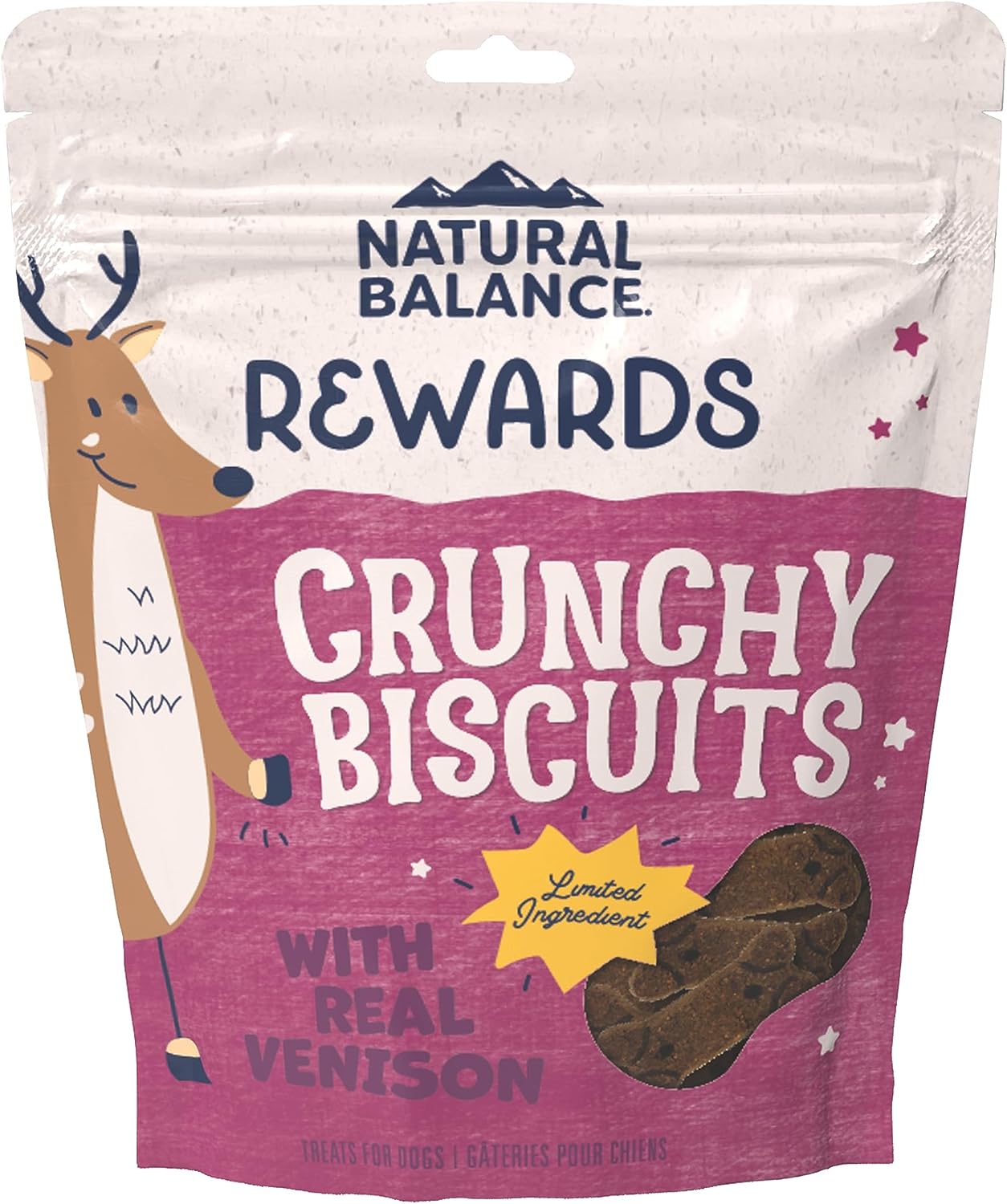 Natural Balance Limited Ingredient Crunchy Biscuits Real Venison Recipe Dog Treat, 14-oz Bag