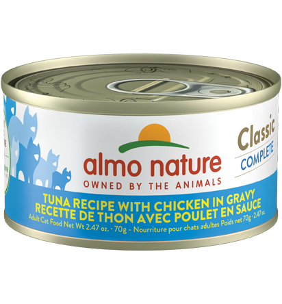 Almo Nature Classic Complete Premium Cat Food Tuna Recipe with Chicken in Gravy 2.47 oz Pack of 12