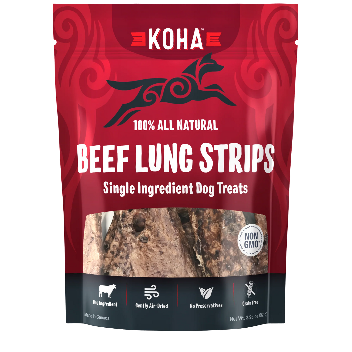 Koha Beef Lung Strips 3.25-oz, Dog Treat