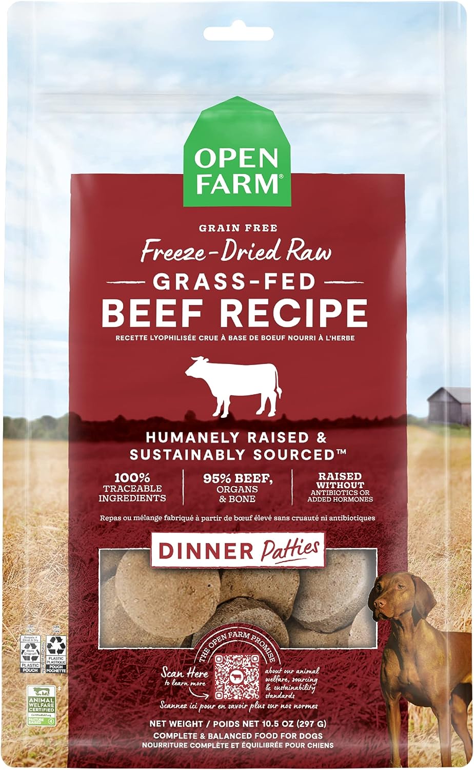 Open Farm Grass-Fed Beef Patties Freeze-Dried Raw Dog