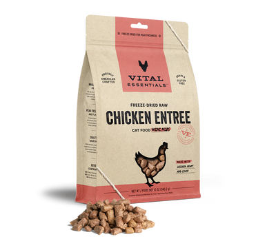 Vital Essentials Chicken Mini Nibs 12-oz, Freeze-Dried Cat Food