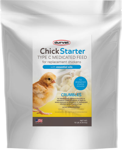 Durvet Chick Starter Type C Medicated 10-lb, Poultry Feed