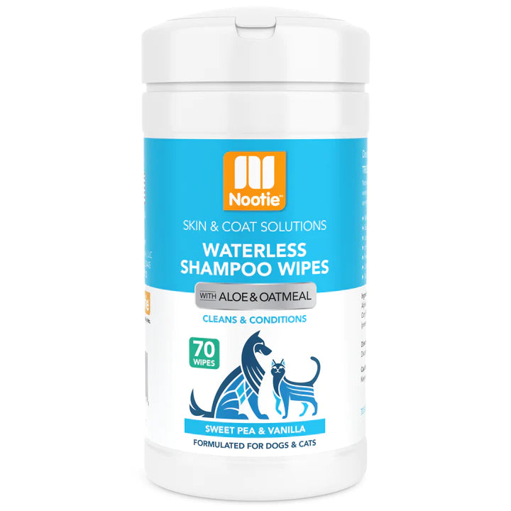Nootie Waterless Shampoo Wipes With Aloe & Oatmeal, Sweet Pea & Vanilla, 70-count