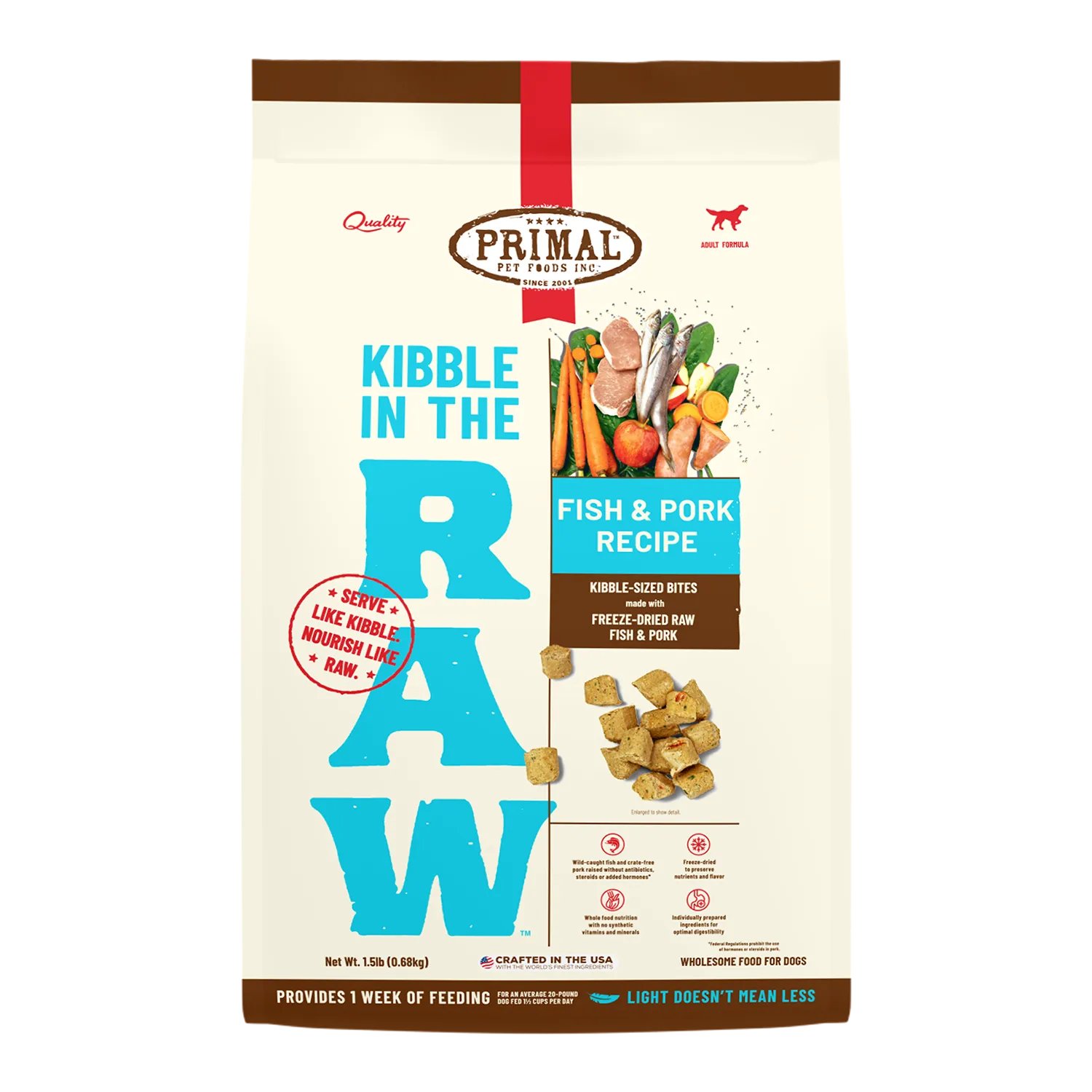 Primal Kibble In The Raw Fish Pork Recipe Freeze Dried Raw Dog