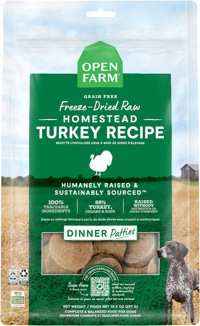 Open Farm Homestead Turkey Patties 17.5-oz, Freeze-Dried Raw Dog Food