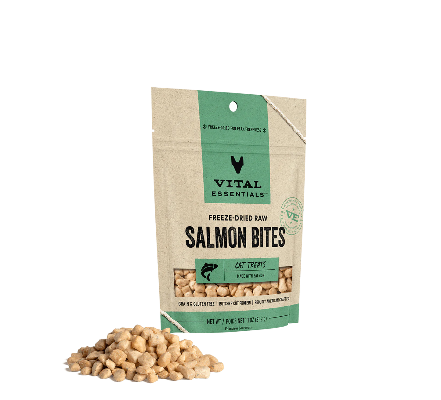 Vital Essentials Freeze-Dried Raw Salmon Bites 1.1-oz, Cat Treat