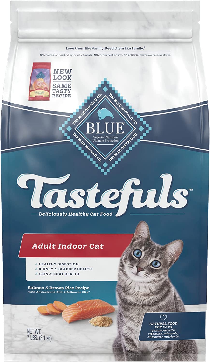 BLUE Tastefuls Adult Indoor Cat Salmon And Brown Rice Recipe 7 lb