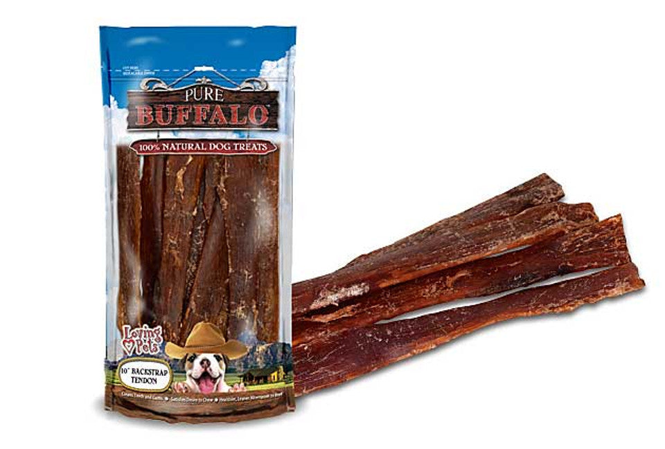 Loving Pets Pure Buffalo 4-6-Inch Backstrap Tendon 20-Pack, Dog Chew
