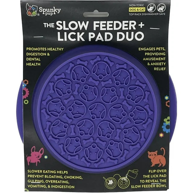 Spunky Pup Slow Feeder/Lickpad Combo Bowl For Pets