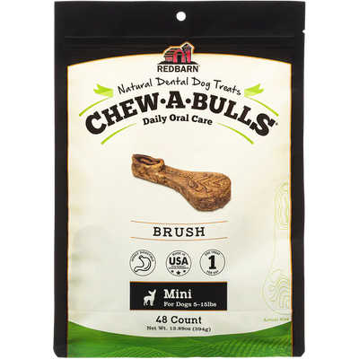 Redbarn Mini Chew-A-Bulls® Brush 48-Count, Dog Chew