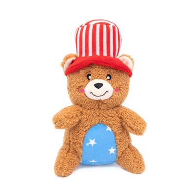 Zippy Paws Cheeky Chums Americana Bear, Dog Toy