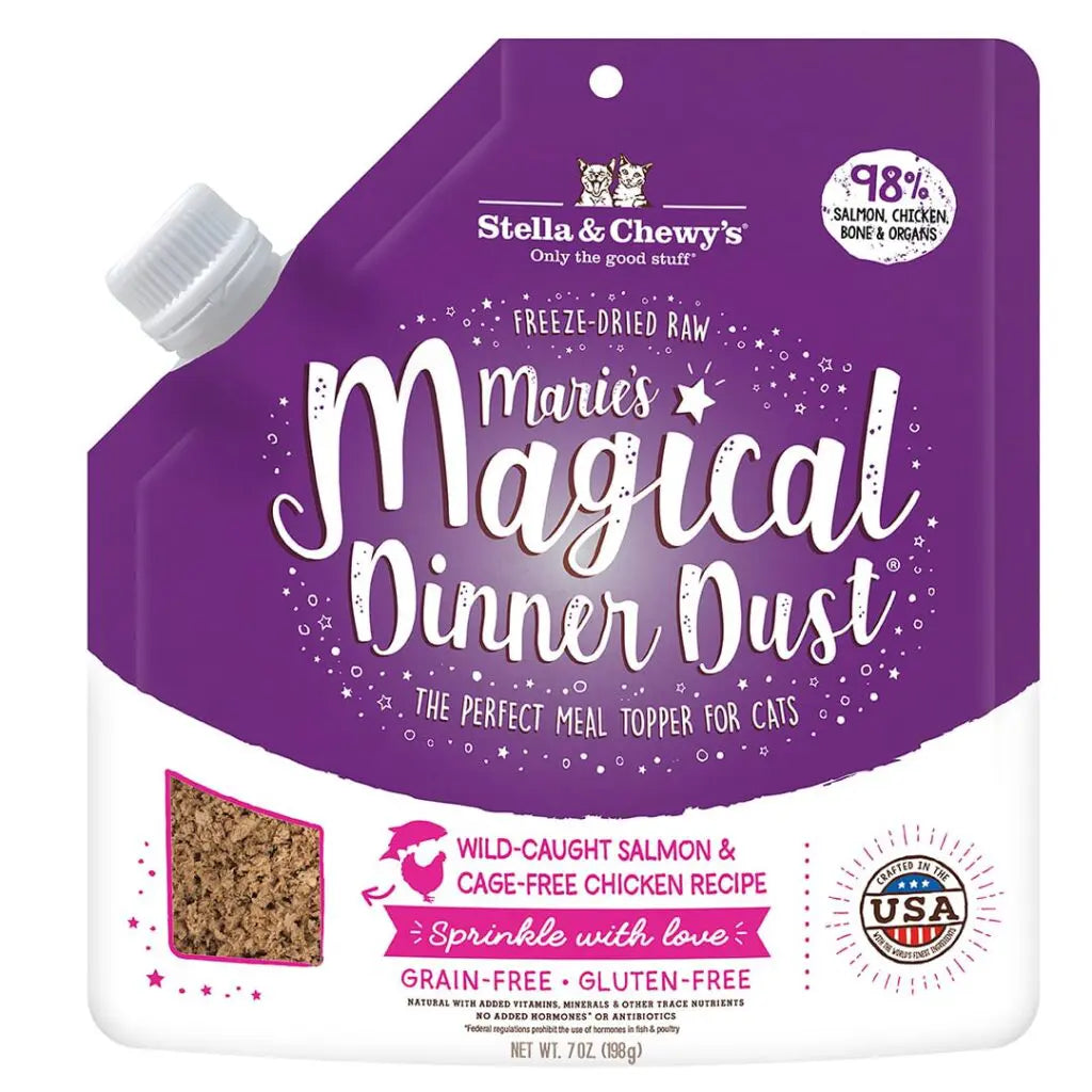 Stella & Chewy's Marie's Magical Dinner Dust Salmon & Chicken Freeze-Dried  Cat Food Topper 7oz, Pet Supplies, Pet Food on Carousell