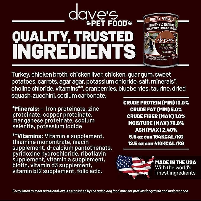 Dave's Pet Food Naturally Healthy Grain-Free Turkey Formula 5.5-oz, Case Of 24, Wet Cat Food