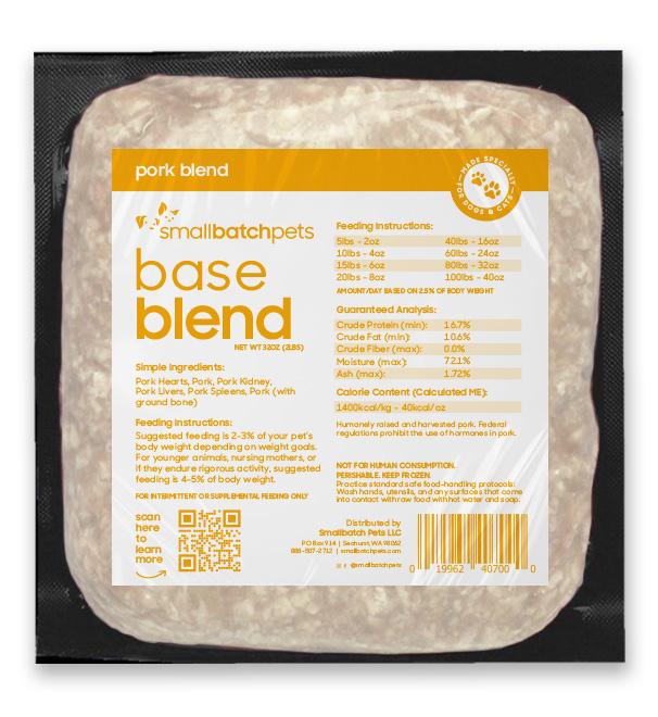 Smallbatch Pork Blend, Frozen Raw Pet Supplement, 2-lb
