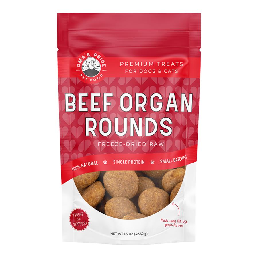 Oma's Pride Beef Organ Rounds, Dog & Cat Treats, 1.5-oz Bag
