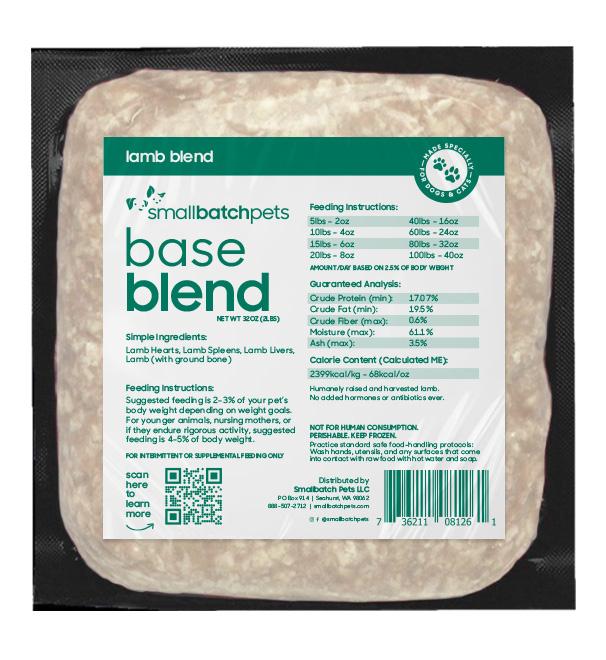 Smallbatch Lamb Blend, Frozen Raw Pet Supplement, 2-lb