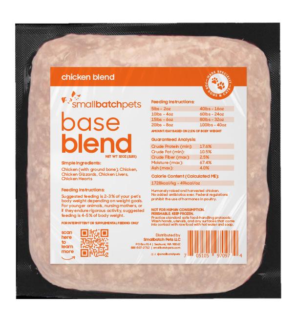 Smallbatch Chicken Blend, Frozen Raw Pet Supplement, 2-lb
