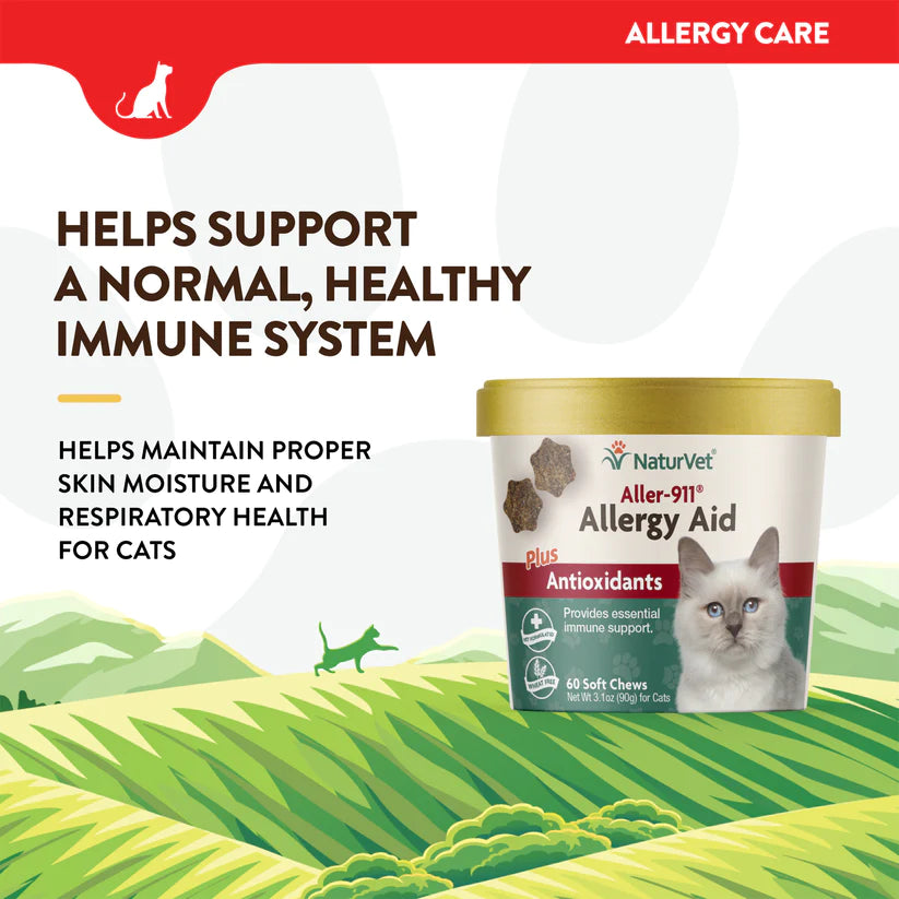 NaturVet Aller-911 Allergy Aid Soft Chew 60-Count, Cat Supplement
