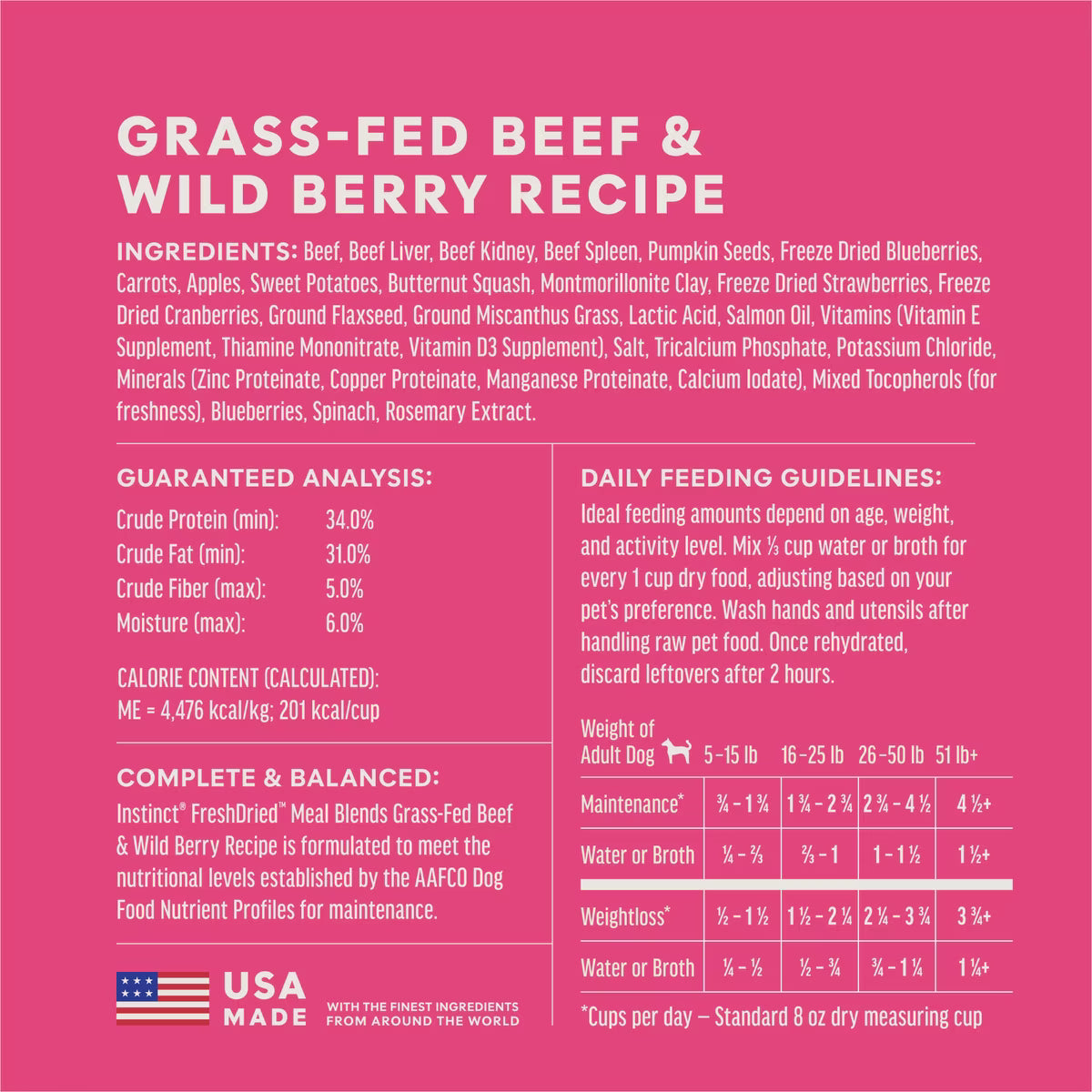 Instinct FreshDried Meal Blends Grain-Free Raw Beef & Wild Berries Blend, Freeze-Dried Dog Food