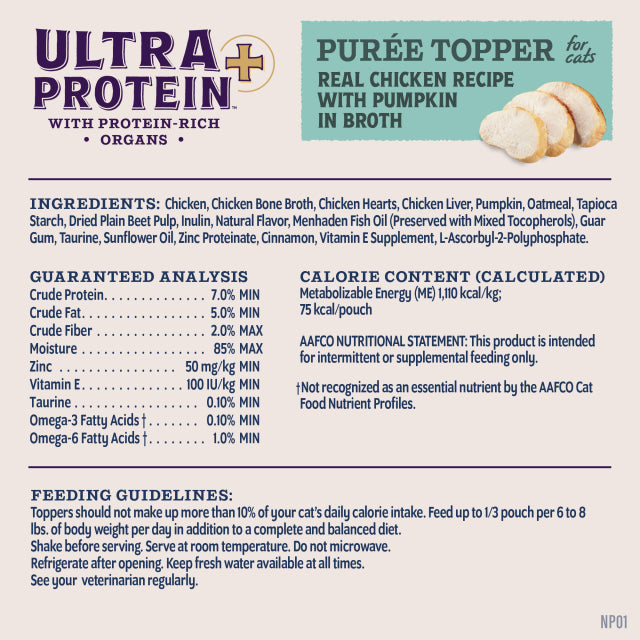 Natural Balance Ultra Protein Plus Immune and Digestive Health Real Chicken with Pumpkin Recipe, Wet Cat Food, 2.4-oz Case Of 24