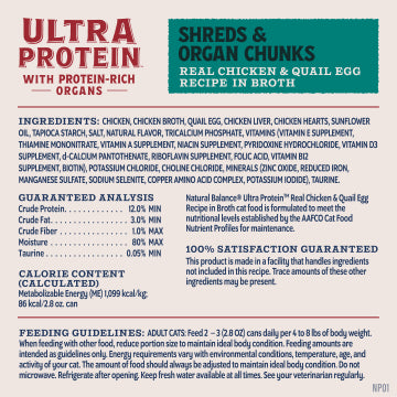 Natural Balance Ultra Protein Chicken & Quail Egg Recipe, Wet Cat Food, 2.8-oz Case of 12