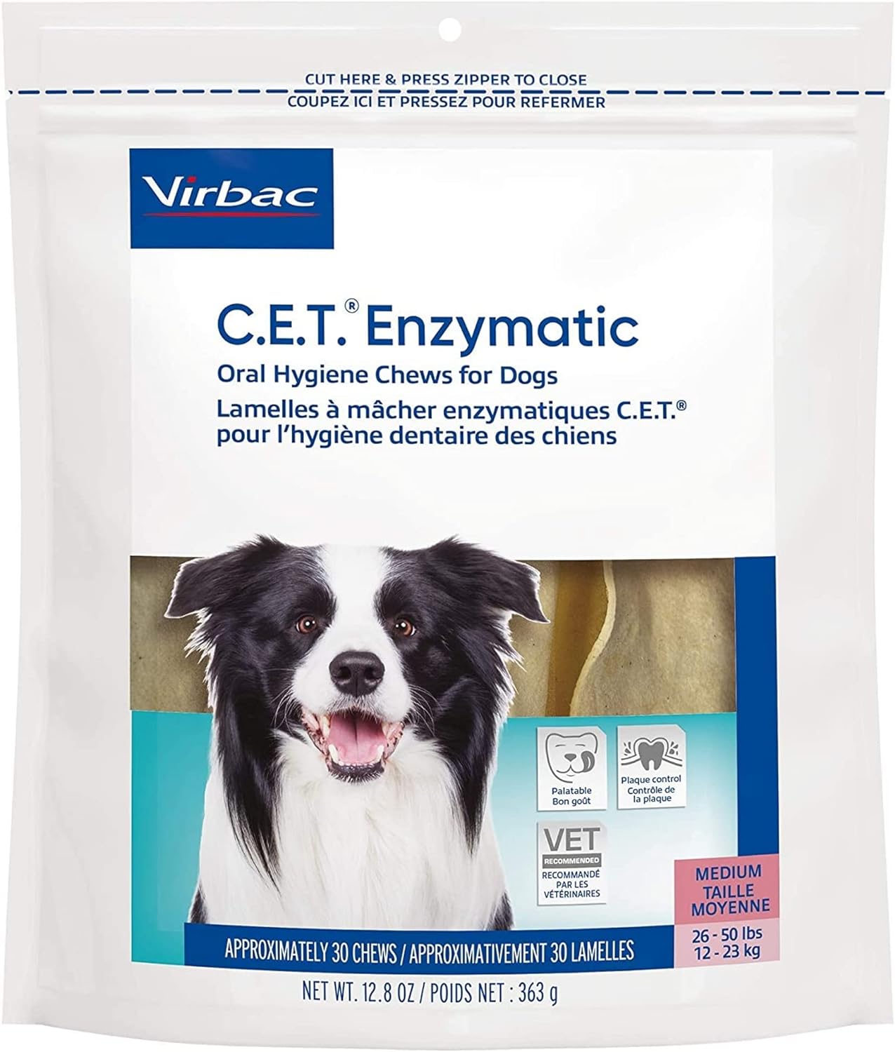 Virbac C.E.T.® Enzymatic Oral Hygiene Chews For Dogs, 30-Count