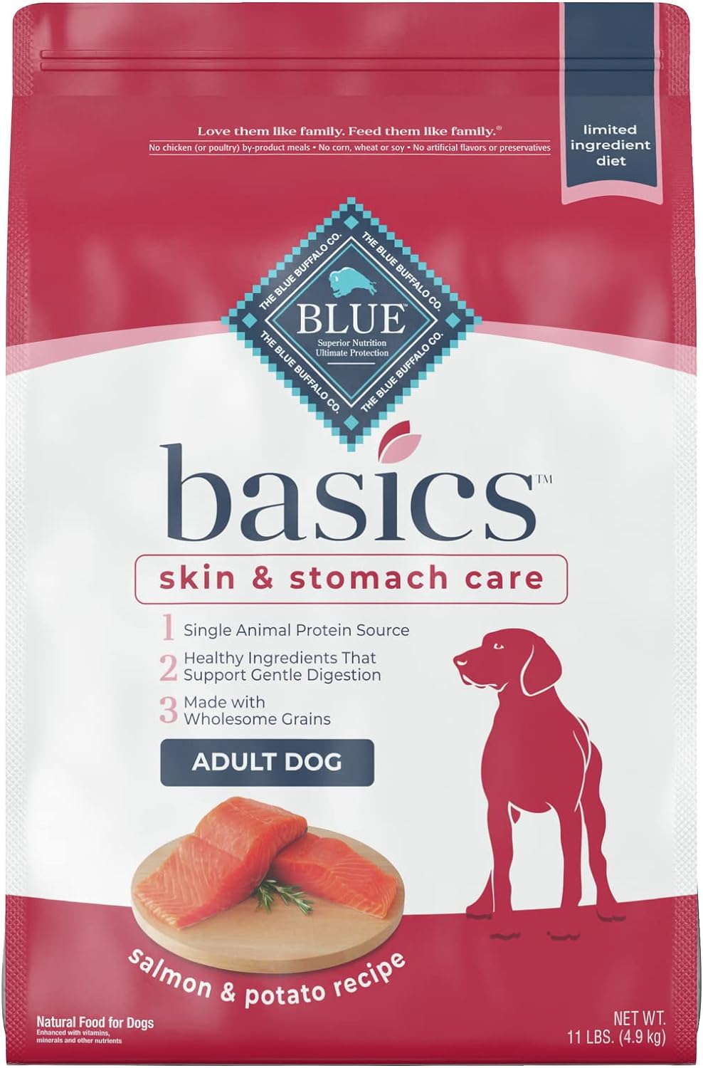 Blue Buffalo Basics Grain-Free Skin & Stomach Care, Salmon & Potato Recipe, Dry Dog Food