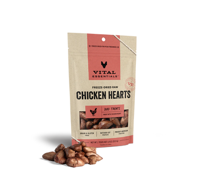 Vital Essentials Freeze-Dried Chicken Hearts 1.9-oz, Dog Treat