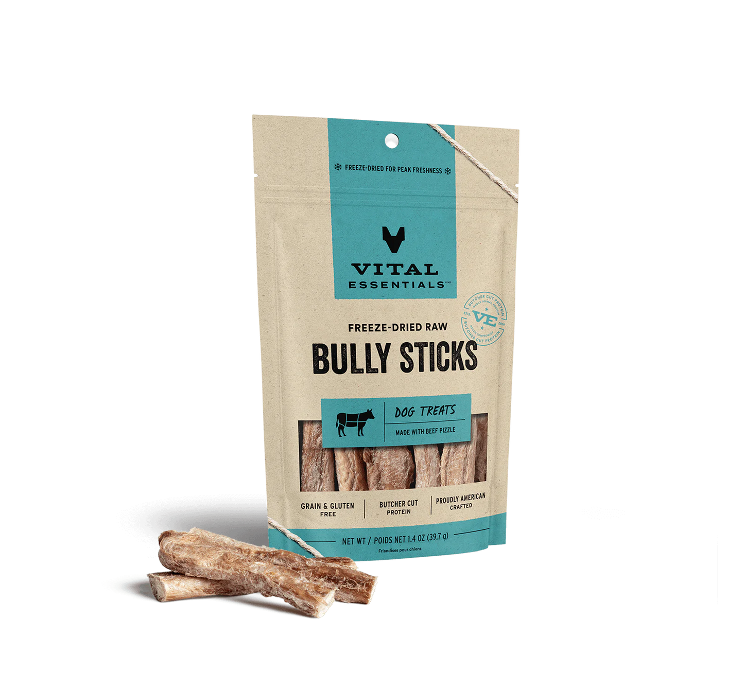 Vital Essentials Freeze-Dried Raw Bully Sticks 1.4-oz, Dog Treat