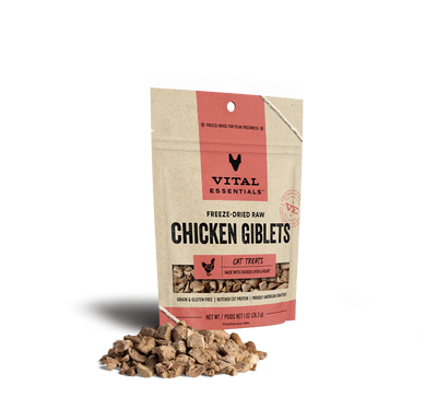 Vital Essentials Freeze-Dried Chicken Gibblets 1-oz, Cat Treat
