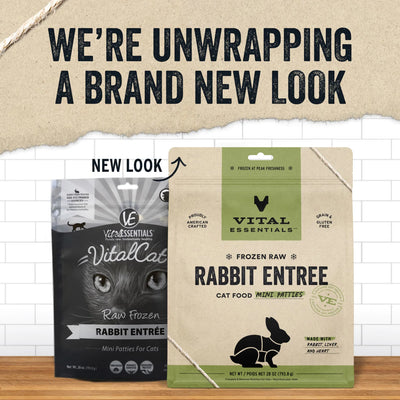 Vital Essentials Rabbit Patties Frozen Raw Cat Food, 28-oz Bag