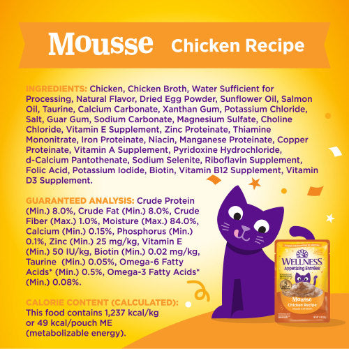 Wellness Appetizing Entrees Mousse Chicken Recipe Wet Cat Food, 1.4-oz