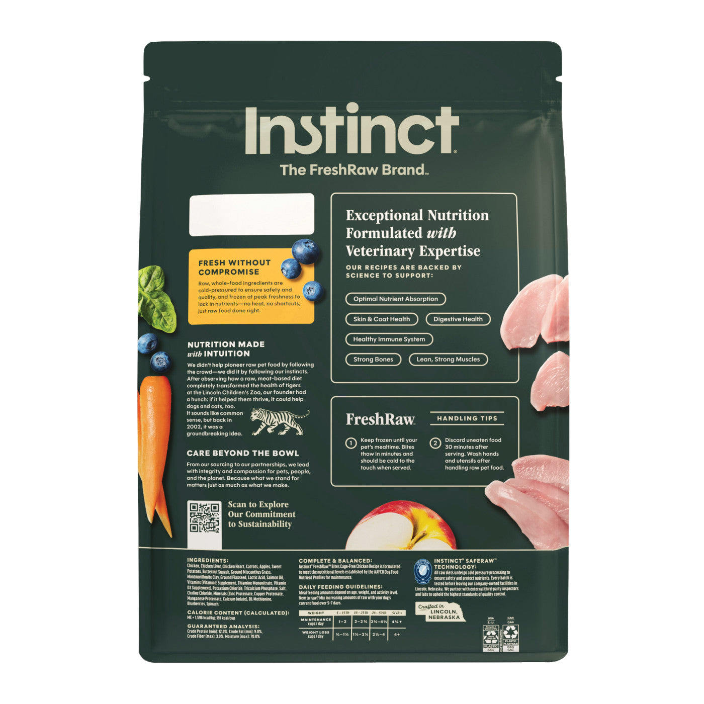 Instinct FreshRaw Bites Cage-Free Chicken Recipe, Frozen Raw Dog Food