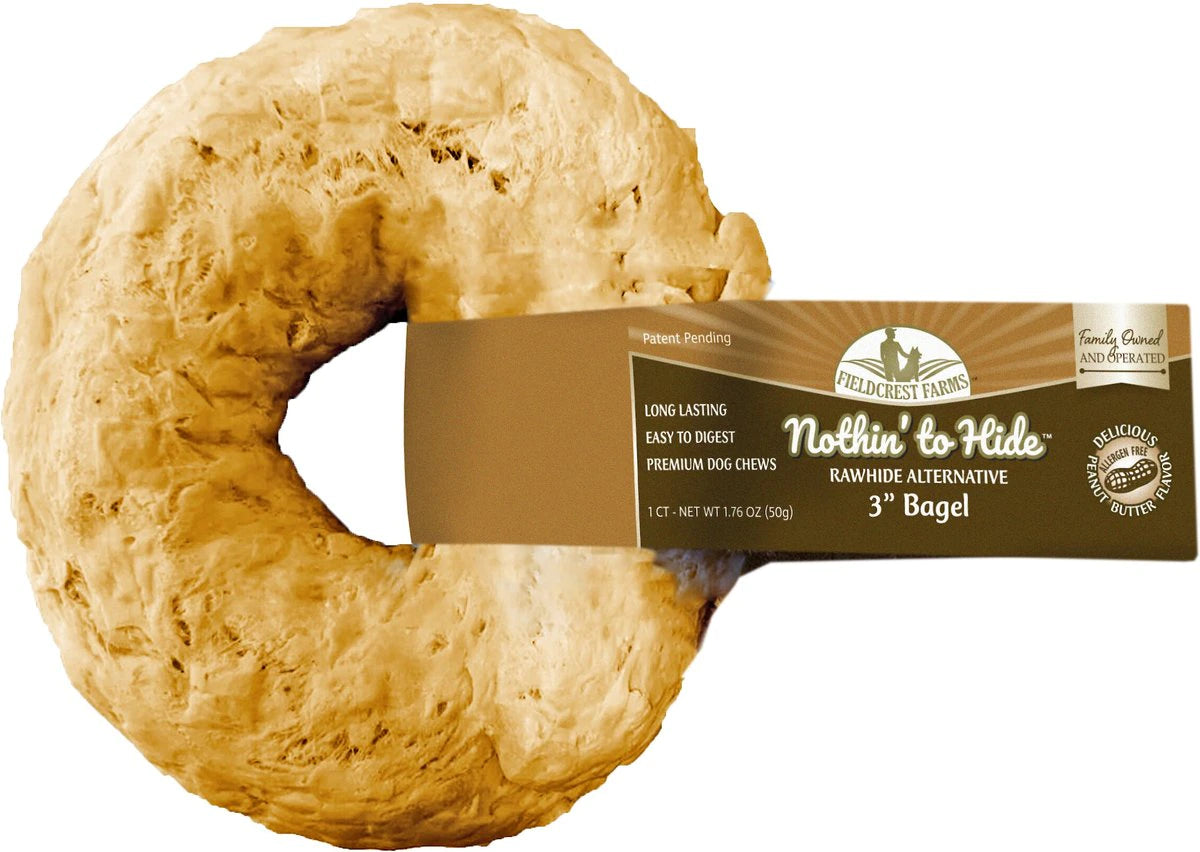Fieldcrest Farms Nothin To Hide 3-Inch Peanut Bagel, Dog Chew