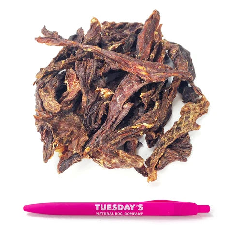 Tuesday's Natural Dog Company, Ostrich Jerky, Dog Treat, 4-oz Bag