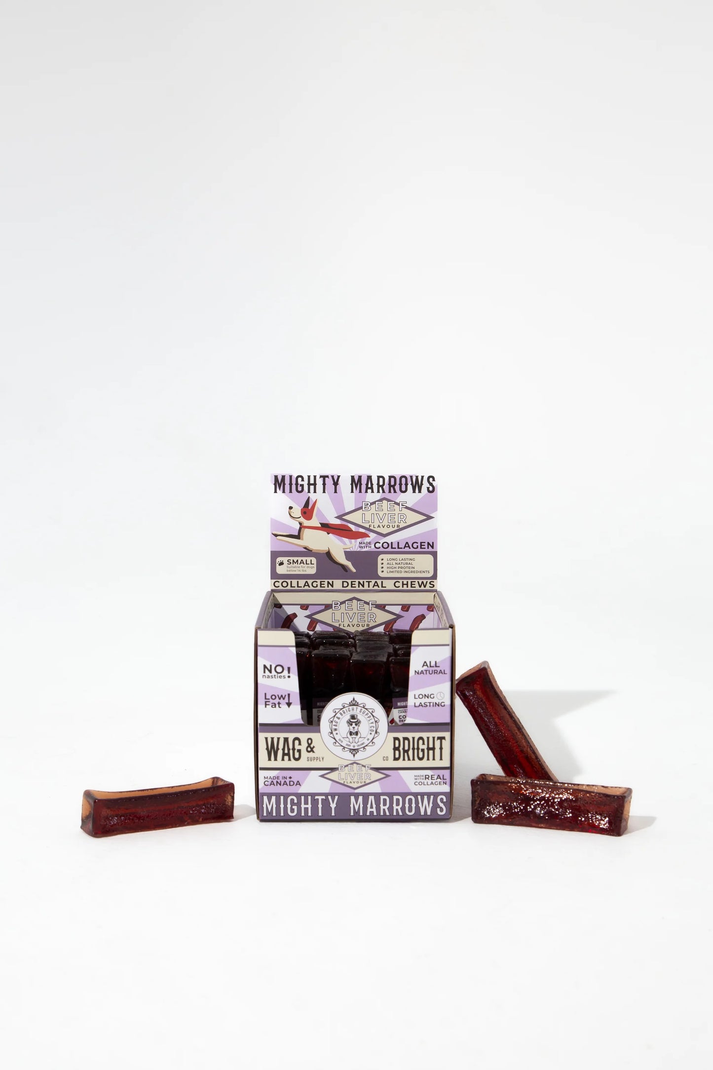 Wag & Bright Mighty Marrows | Collagen Dental Dog Chews, Beef Liver Flavor