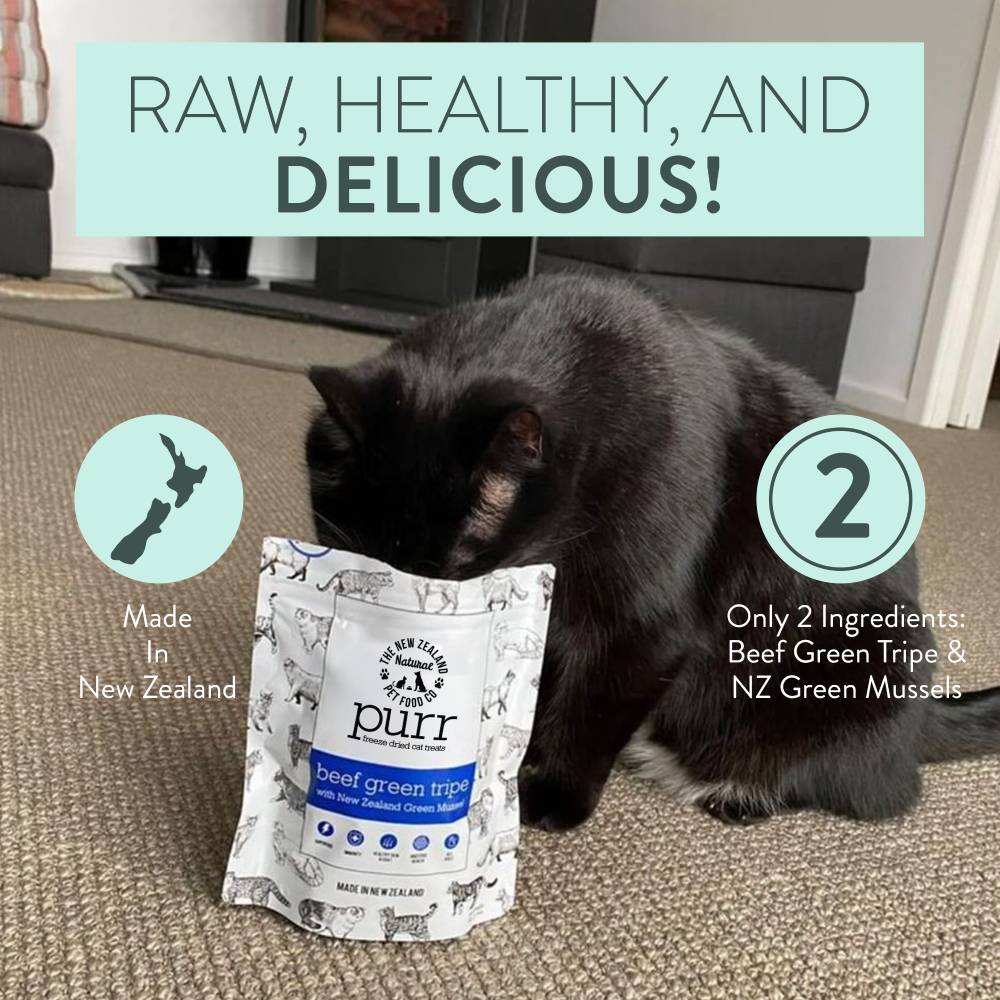 The New Zealand Natural Pet Food Co Purr Beef Green Tripe, Freeze-Dried Cat Treats, 1.4-oz Bag