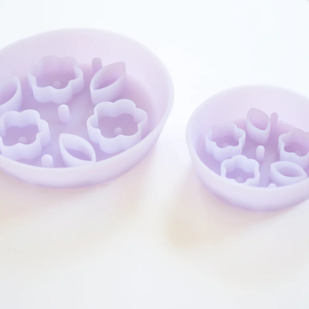 EmeryPets Flower + Leaf Slow Feeder Bowls (Jelly Purple)