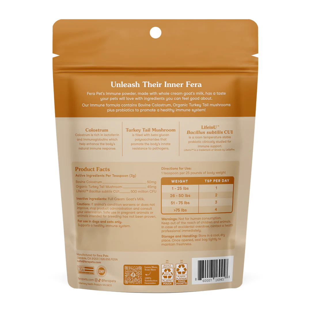 Fera Pets Immune Goat Milk Topper For Dogs and Cats, Pet Supplement, 6.34-oz