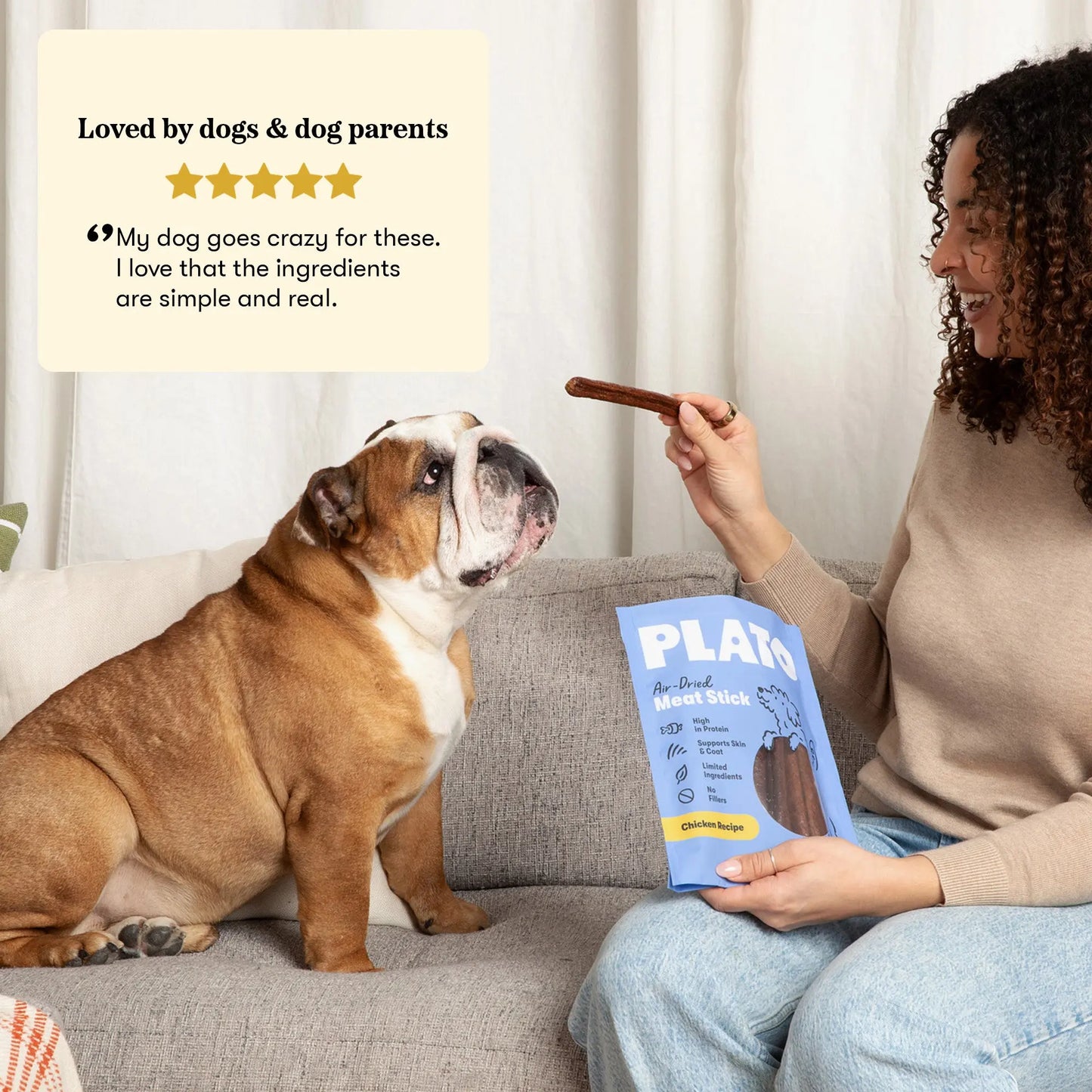 Plato Thinkers Meat Stick Dog Treats, Chicken Recipe