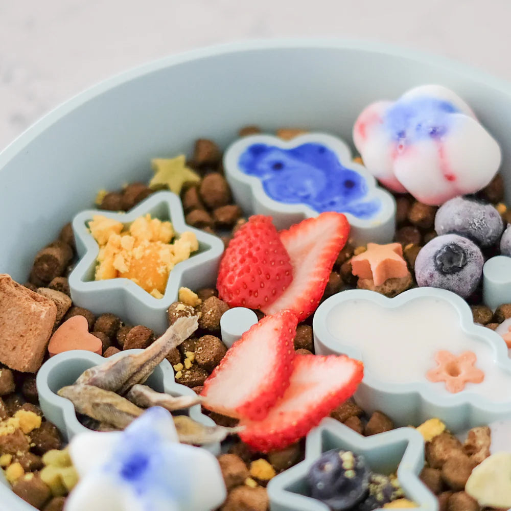 EmeryPets Star + Cloud Slow Feeder Bowls (Blue)