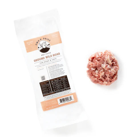 Oma's Pride Ground Boar, Frozen Pet Supplement, 1-lb Pouch