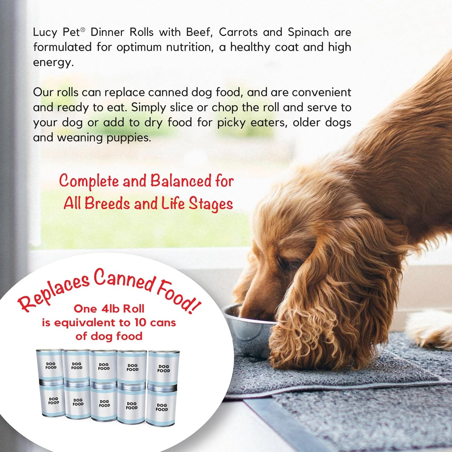 Lucy Pet Mom’s Meatloaf™ Beef Dinner Roll, Dog Food