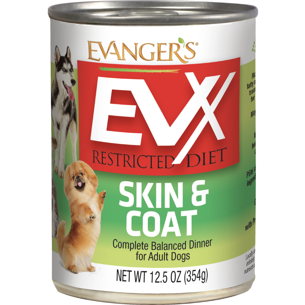 Evanger's EVX Restricted Diet: Skin & Coat, Wet Dog Food, 13-oz Case Of 12