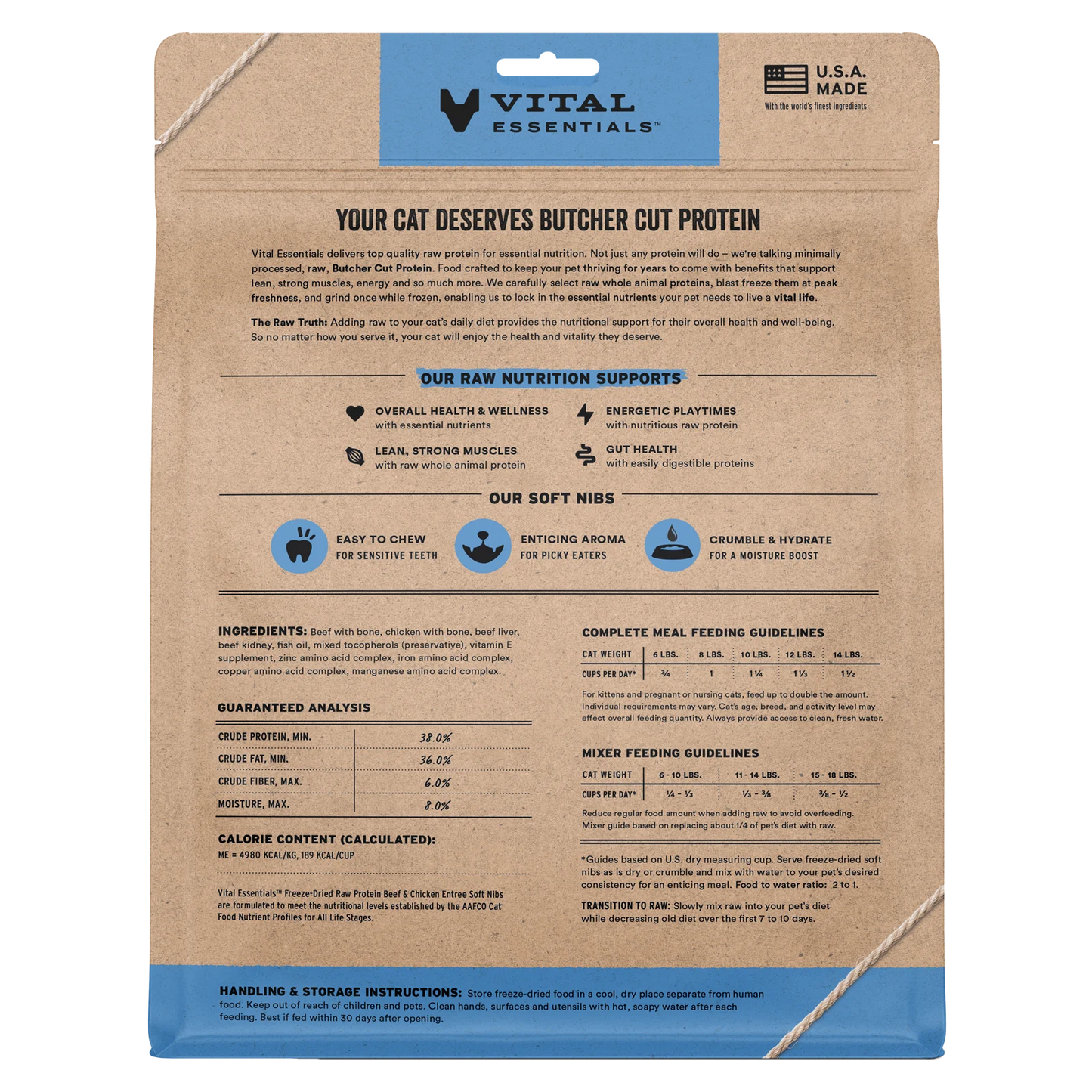 Vital Essentials Beef & Chicken Soft Nibs Meal or Mixer Freeze-Dried Cat Food, 12-oz Bag