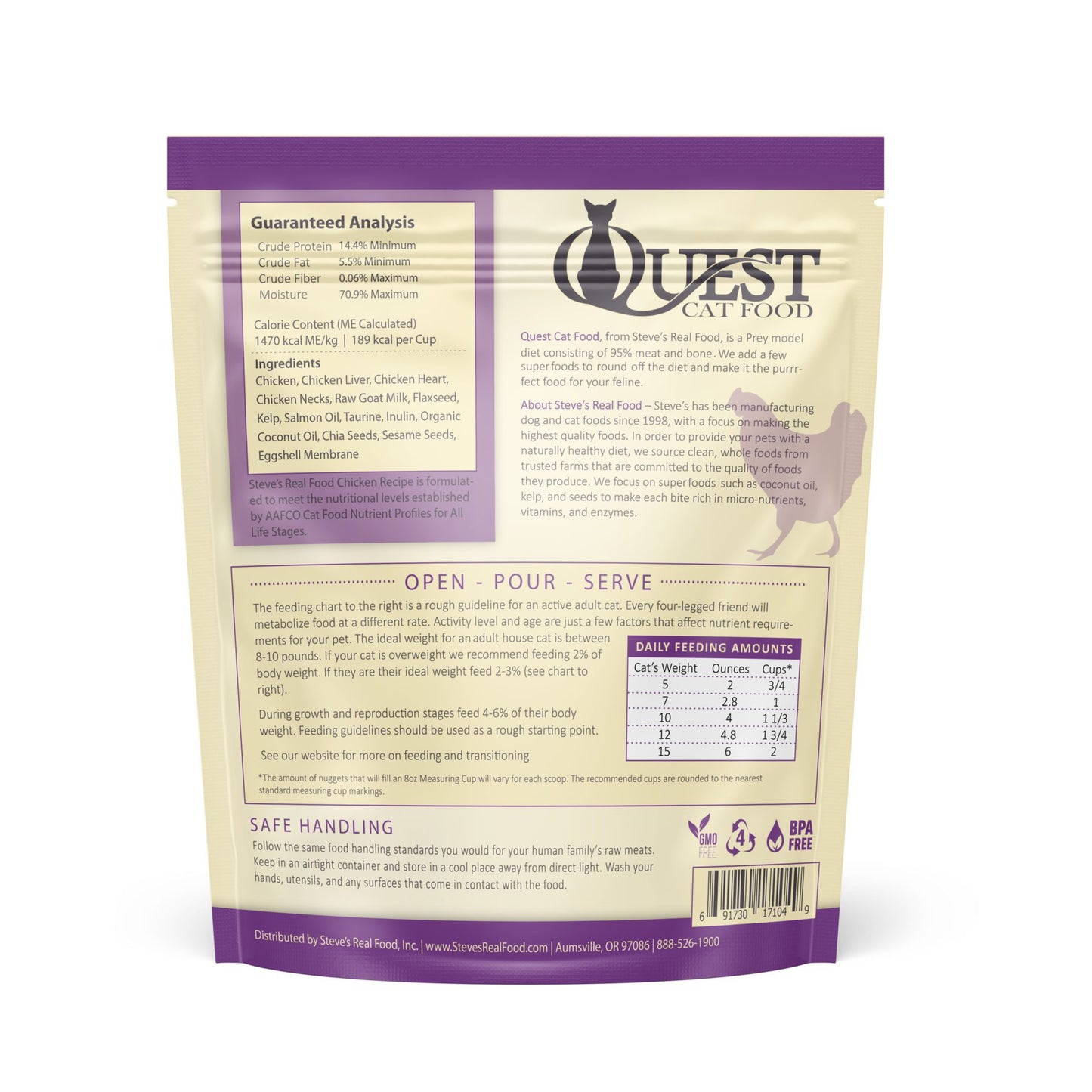 Steve's Quest Chicken Nuggets 2-lb, Frozen Raw Cat Food