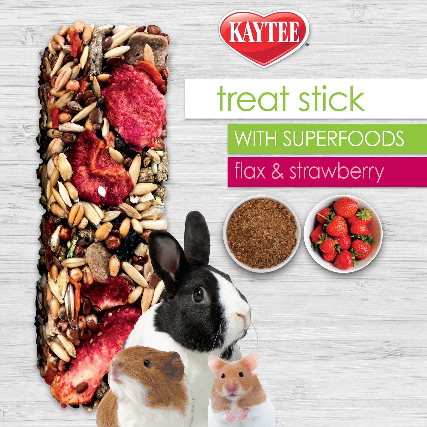 Kaytee Superfood Treat Stick With Superfoods Flax & Strawberry 5.5-oz, Small Animal Treat